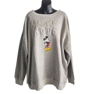 Disney Mickey Gray Sweatshirt Crewneck 3D Crewneck Size LG